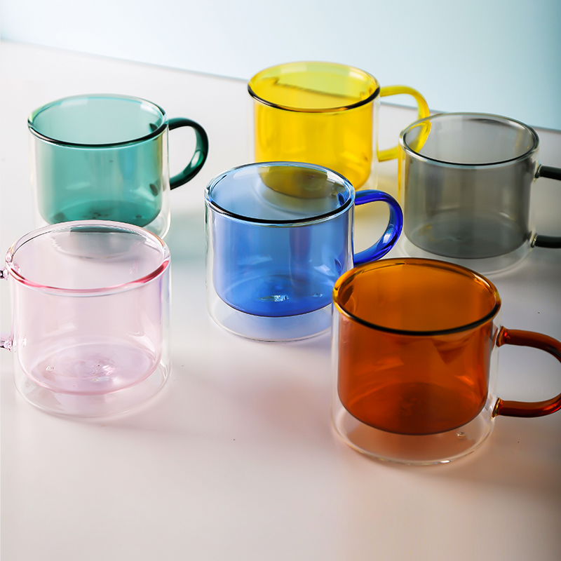 Mid-Century Playful Color Glass Mug