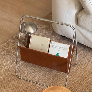 Vintage Leather Magazine Rack