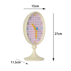 Checkerboard Pattern Oval Table Clock