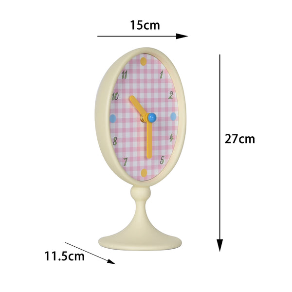 Checkerboard Pattern Oval Table Clock
