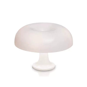 White mushroom-shaped lamp on a white background
