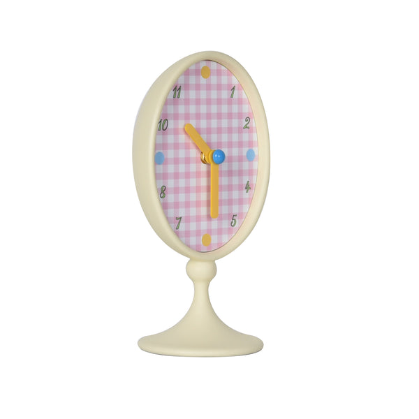 Checkerboard Pattern Oval Table Clock