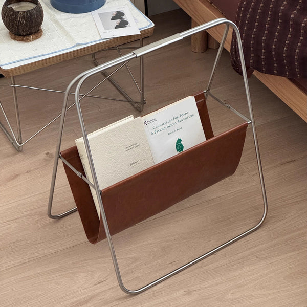 Vintage Leather Magazine Rack
