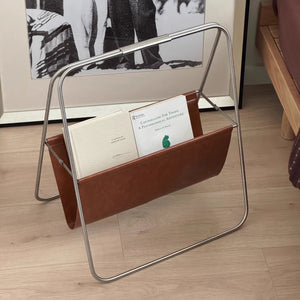 Vintage Leather Magazine Rack