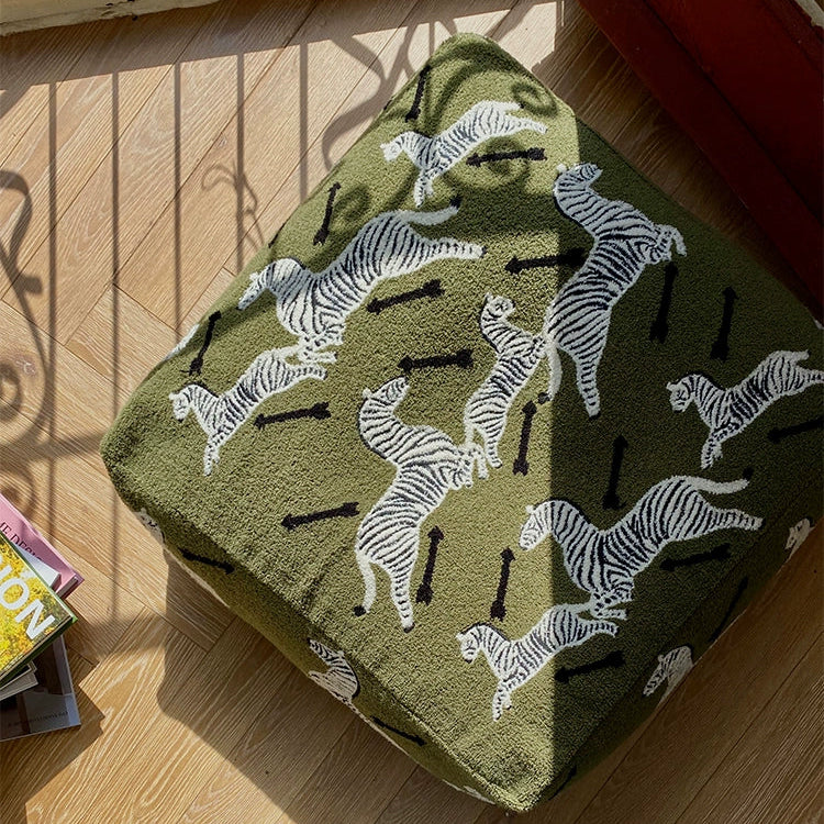 Zebra Woven Floor Pouf