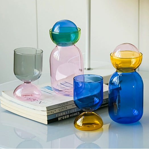 Mid-Century Glass Carafe & Cup Set