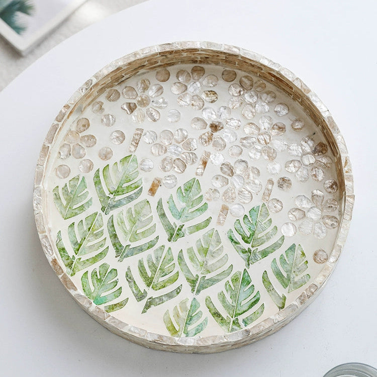 Handmade Natural Shell Round Decorative Tray