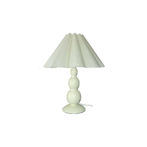 Classic Ruffle Table Lamp – Vintage Korean Bedside Lamp for Cozy Bedroom Decor