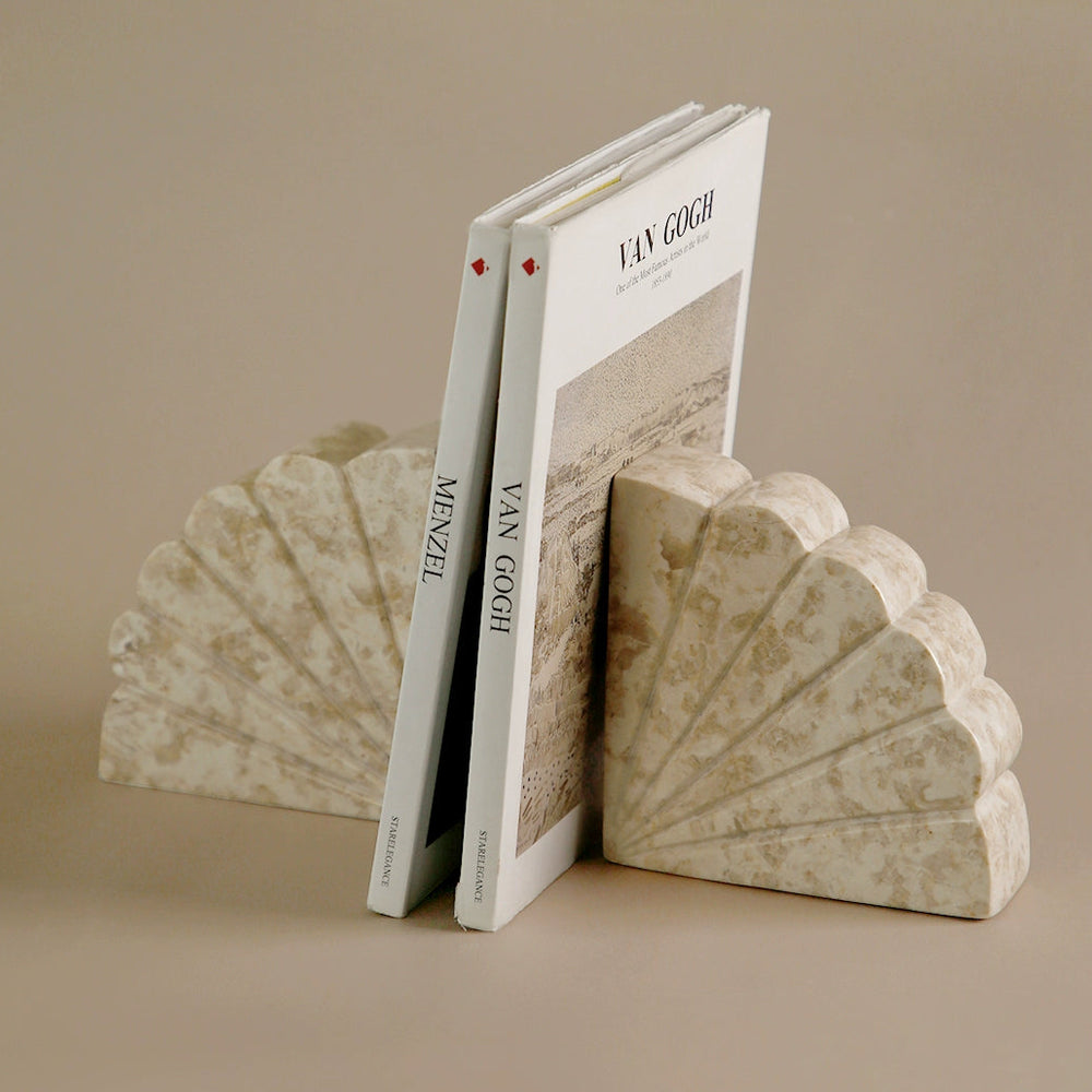 Luxury Marble Fan-Shaped Bookend