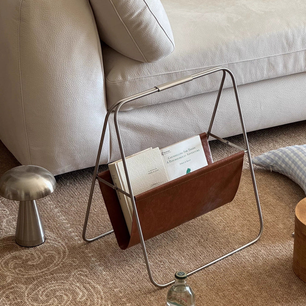 Vintage Leather Magazine Rack