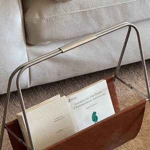 Vintage Leather Magazine Rack