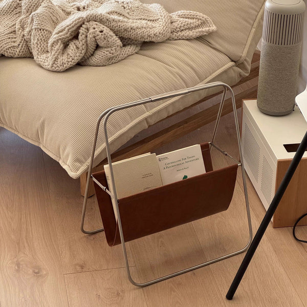 Vintage Leather Magazine Rack