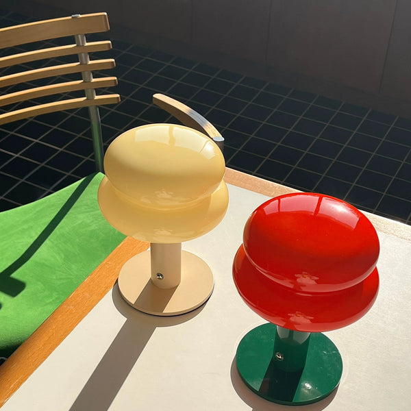 Playful Glass Double Donut Lamp – Retro Color Pop Touch Table Light