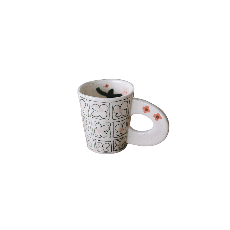Hand-Painted Flower Ceramic Mug