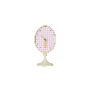 Checkerboard Pattern Oval Table Clock