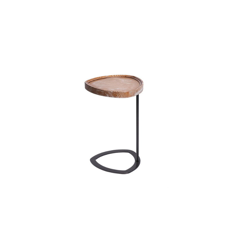 Solid Wood C-Shaped Side Table